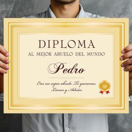 Diploma personalizado al mejor abuelo Diploma personalizado al mejor abuelo