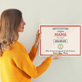Diploma personalizado para la mejor mamá Diploma personalizado para la mejor mamá