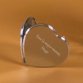 Espejo corazón para el bolso grabado Espejo corazón para el bolso grabado