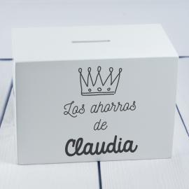 Hucha de madera personalizada corona Hucha de madera personalizada corona