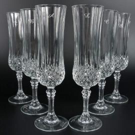 Juego de 6 copas de cava talladas grabadas Juego de 6 copas de cava talladas grabadas