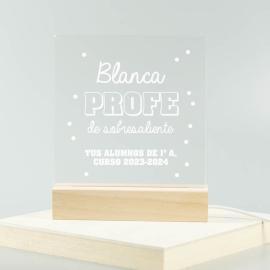 Lámpara led grabada 'Profe de sobresaliente' Lámpara led grabada 'Profe de sobresaliente'