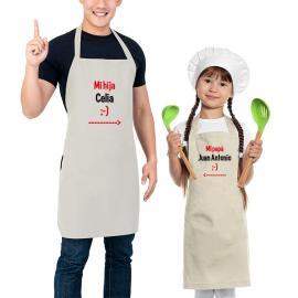 Pack de delantal BIO bordado padre e hijo Pack de delantal BIO bordado padre e hijo