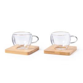 Pack de dos tazas de cristal y bambú Pack de dos tazas de cristal y bambú