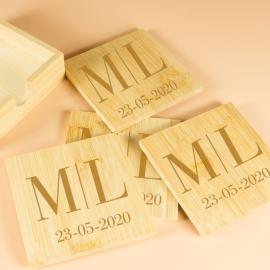 Posavasos Bambú grabados con monograma Posavasos Bambú grabados con monograma