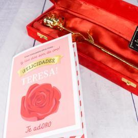 Rosa de oro grabada para cumpleaños Rosa de oro grabada para cumpleaños