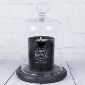 Vela grabada 'Juntos' con campana de cristal Vela grabada 'Juntos' con campana de cristal