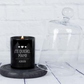 Vela grabada Te quiero mami con campana de cristal Vela grabada Te quiero mami con campana de cristal