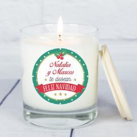 Vela personalizada para desear Feliz Navidad Vela personalizada para desear Feliz Navidad