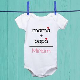 Body o camiseta infantil 'papá+mamá' personalizada Body o camiseta infantil 'papá+mamá' personalizada