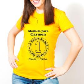 Camiseta medalla mejor madre personalizada Camiseta medalla mejor madre personalizada