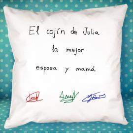 Cojín personalizado con tus firmas Cojín personalizado con tus firmas