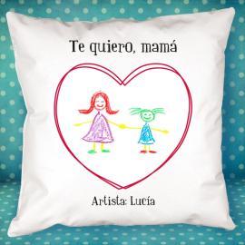 Cojín personalizado corazón con dibujo de tu hijo Cojín personalizado corazón con dibujo de tu hijo