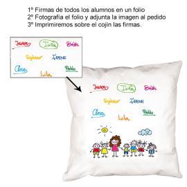 Cojín personalizado firmas para profe Cojín personalizado firmas para profe