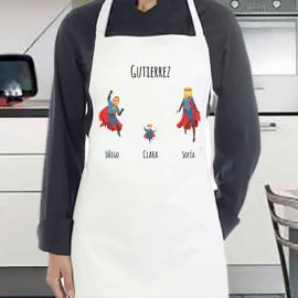 Delantal Súper familia personalizado Delantal Súper familia personalizado