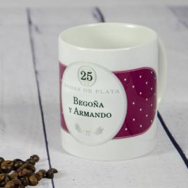 Taza especial bodas de plata personalizada Taza especial bodas de plata personalizada