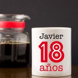 Taza personalizada para 18 cumpleaños Taza personalizada para 18 cumpleaños