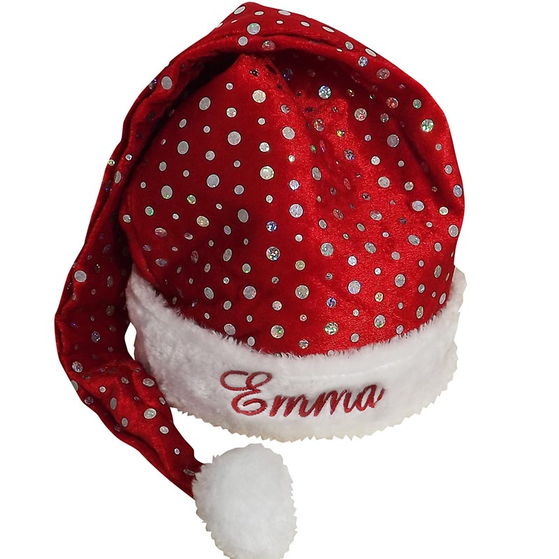 Regalos personalizados: Diseño y decoración: Gorro bordado de Papá Noel con brillos