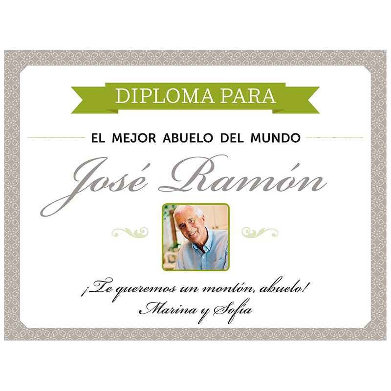Regalos personalizados: Diseño y decoración: Diploma para el mejor abuelo con foto