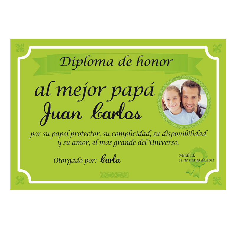 Regalos personalizados: Diseño y decoración: Diploma para el mejor Padre con foto