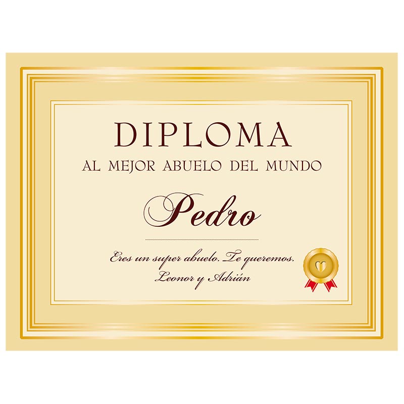 Regalos personalizados: Diseño y decoración: Diploma personalizado al mejor abuelo