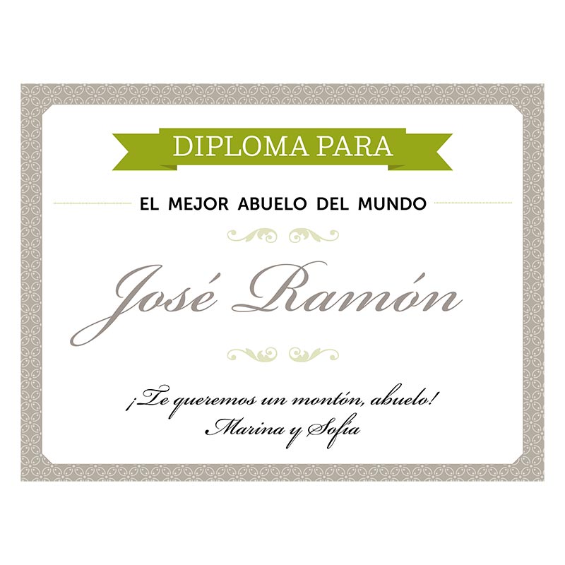 Regalos personalizados: Diseño y decoración: Diploma personalizado para el mejor abuelo