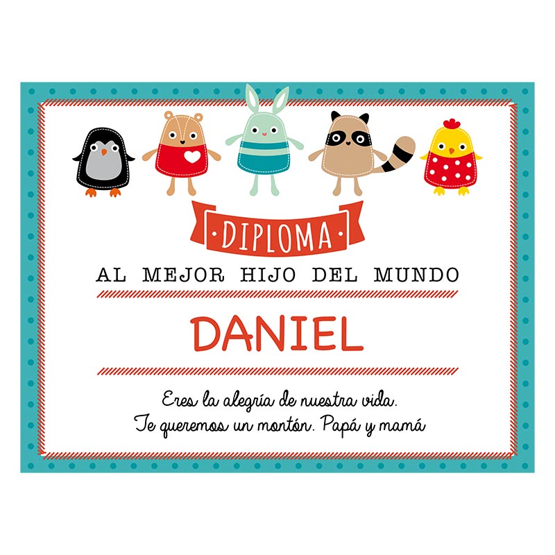 Regalos personalizados: Diseño y decoración: Diploma personalizado para el mejor hijo