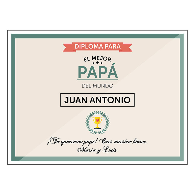 Regalos personalizados: Diseño y decoración: Diploma personalizado para el mejor papá