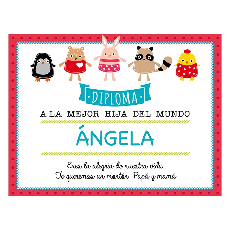 Regalos personalizados: Diseño y decoración: Diploma personalizado para la mejor hija