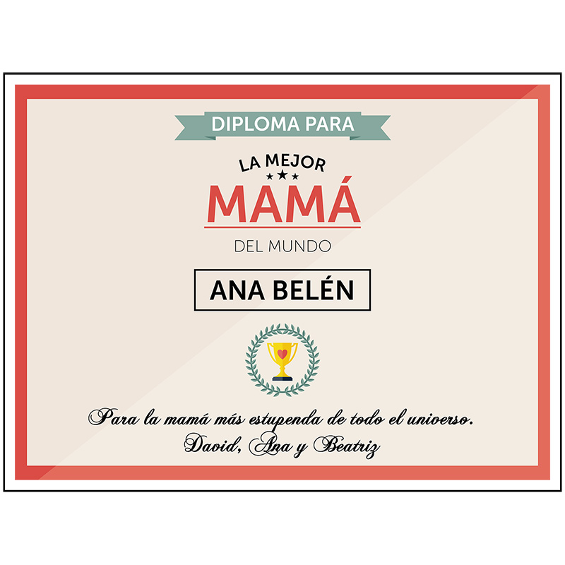 Regalos personalizados: Diseño y decoración: Diploma personalizado para la mejor mamá