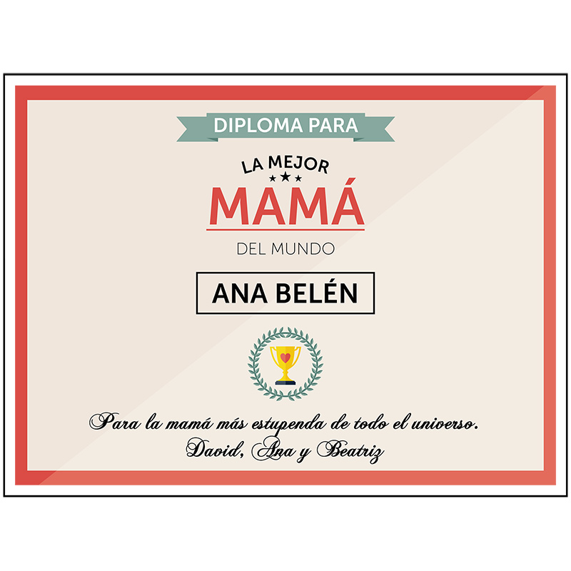 Regalos personalizados: Diseño y decoración: Diploma personalizado para la mejor mamá