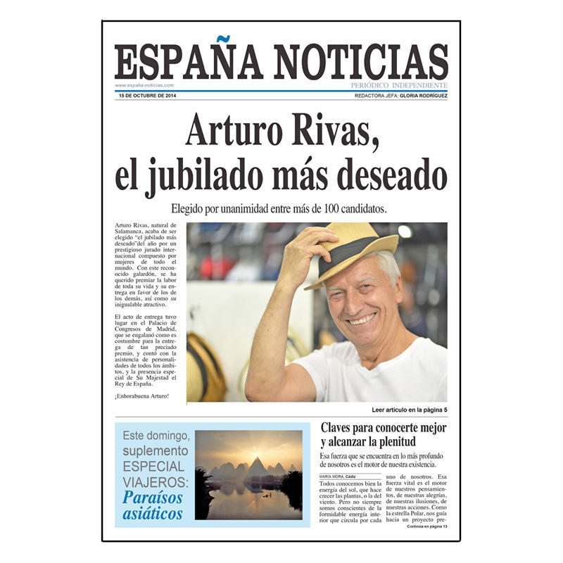 Regalos personalizados: Diseño y decoración: Falsa portada de periódico Jubilado