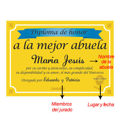 Regalos personalizados: Dise&ntilde;o y decoraci&oacute;n: Diploma a la mejor abuela del mundo