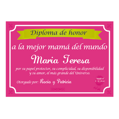 Regalos personalizados: Regalos con nombre: Diploma a la mejor madre del mundo Regalos personalizados: Regalos con nombre: Diploma a la mejor madre del mundo