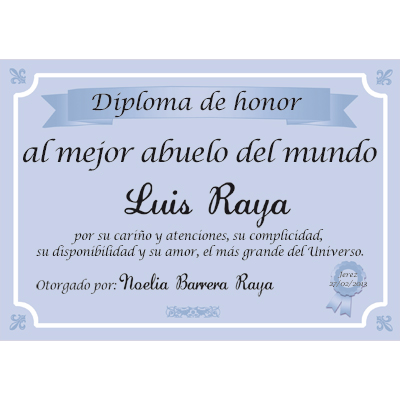 Regalos personalizados: Diseño y decoración: Diploma al mejor abuelo del mundo