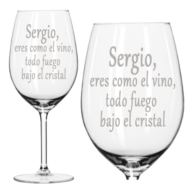 Regalos personalizados: Bebidas personalizadas: Copas de vino grabadas con mensaje