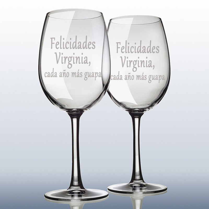 Regalos personalizados: Cristaler&iacute;a personalizada: Copas de vino 'cumplea&ntilde;os mujer'