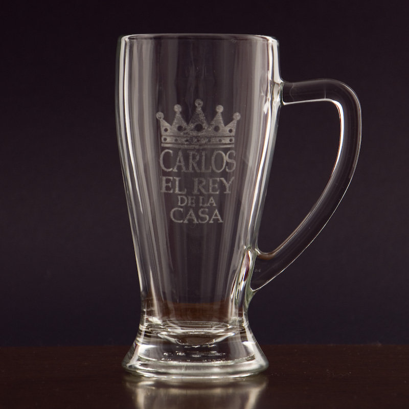 Regalos personalizados: Cristalería personalizada: Jarra de cerveza Baviera para el rey de la casa