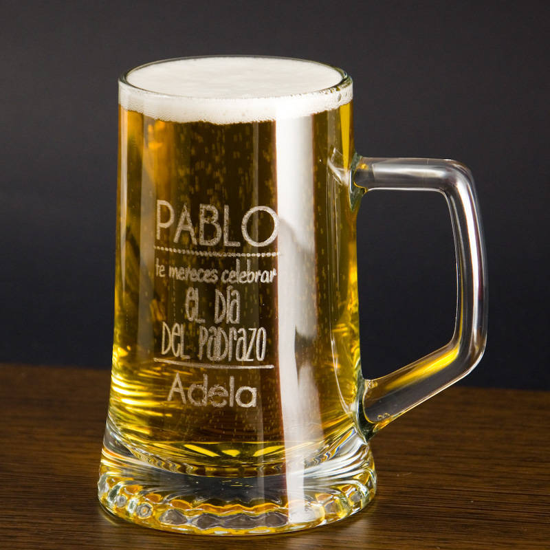 Regalos personalizados: Cristalería personalizada: Jarra de cerveza divertida día del padre con caja