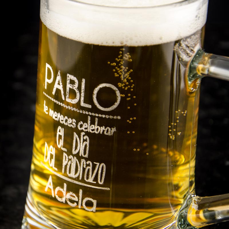 Regalos personalizados: Cristalería personalizada: Jarra de cerveza divertida día del padre con caja