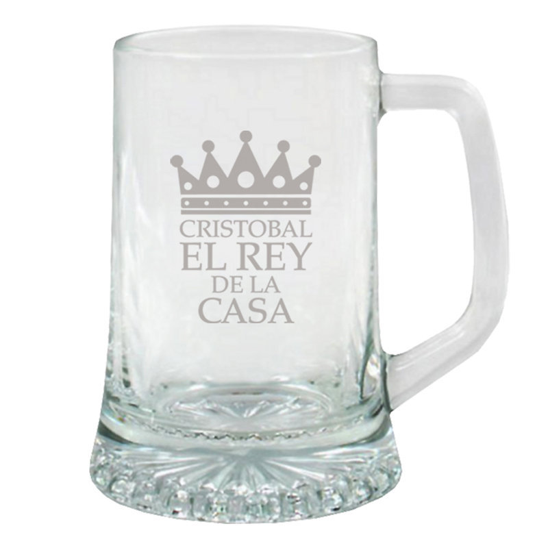 Regalos personalizados: Cristaler&iacute;a personalizada: Jarra de cerveza 'El rey de la casa'