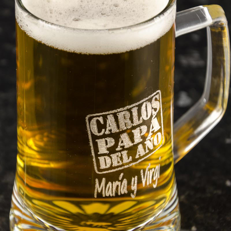 Regalos personalizados: Cristalería personalizada: Jarra de cerveza para el padre del año