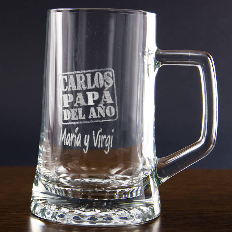 Regalos personalizados: Cristalería personalizada: Jarra de cerveza para el padre del año