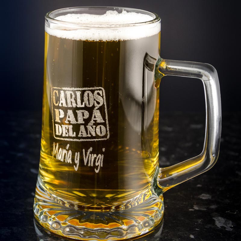 Regalos personalizados: Cristalería personalizada: Jarra de cerveza para el padre del año