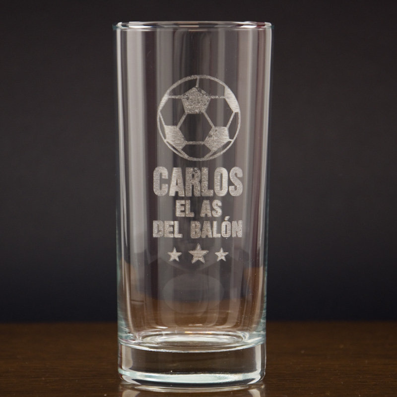 Regalos personalizados: Cristalería personalizada: Vaso de whisky alto para el as del balón 