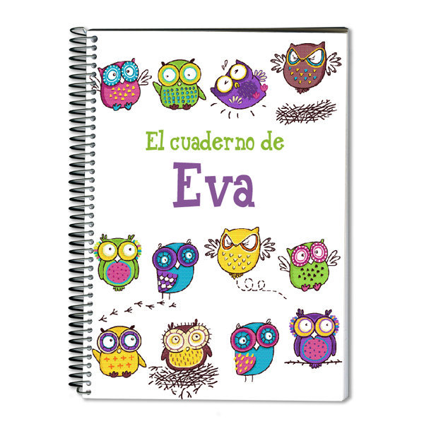 Regalos personalizados: Cuadernos: Cuaderno búhos divertidos personalizado