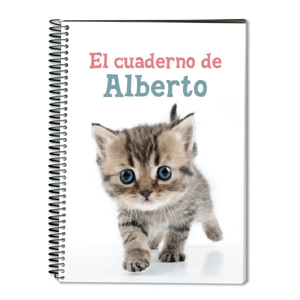 Regalos personalizados: Regalos con nombre: Cuaderno gatito personalizado