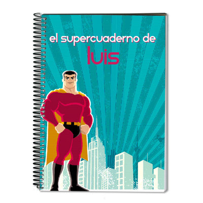 Regalos personalizados: Regalos con nombre: Cuaderno Superhéroe personalizado
