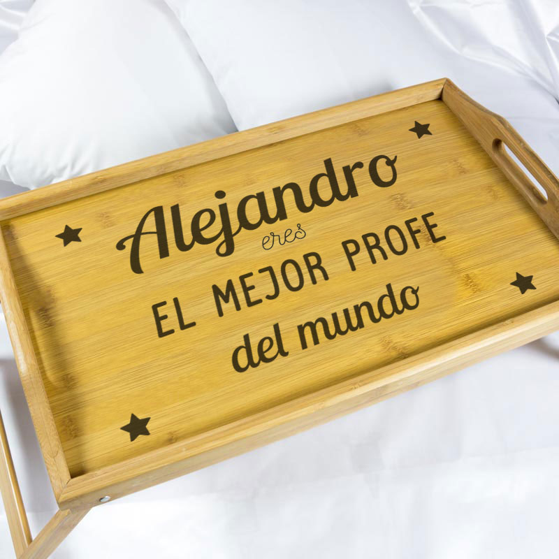 Regalos personalizados: Madera personalizada: Bandeja personalizada para el mejor profe