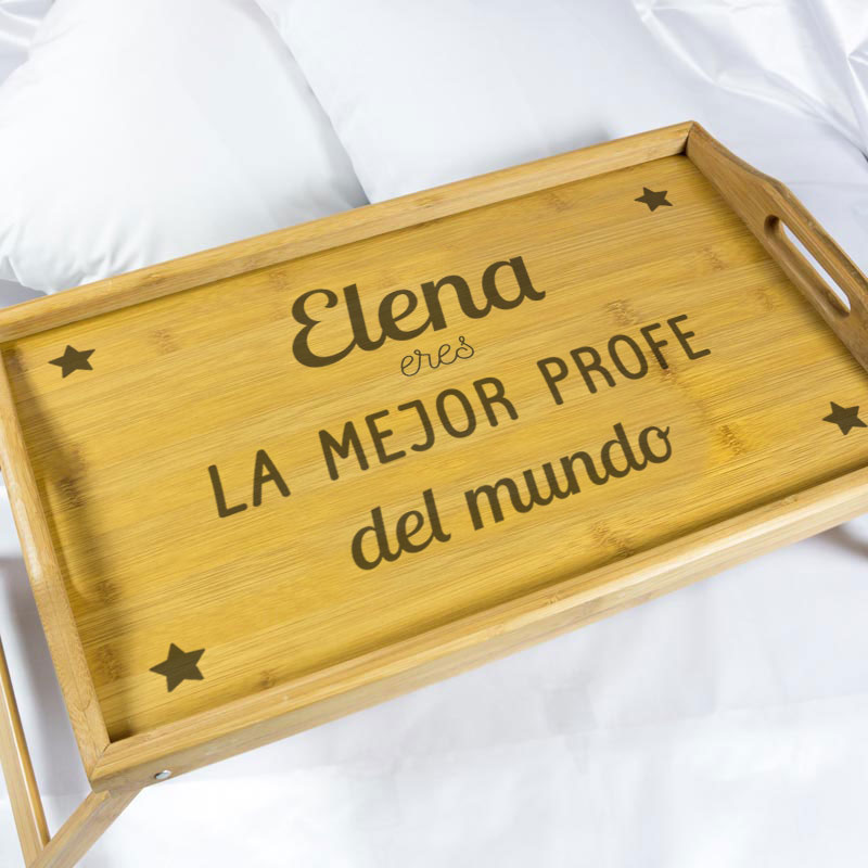 Regalos personalizados: Madera personalizada: Bandeja personalizada para el mejor profe